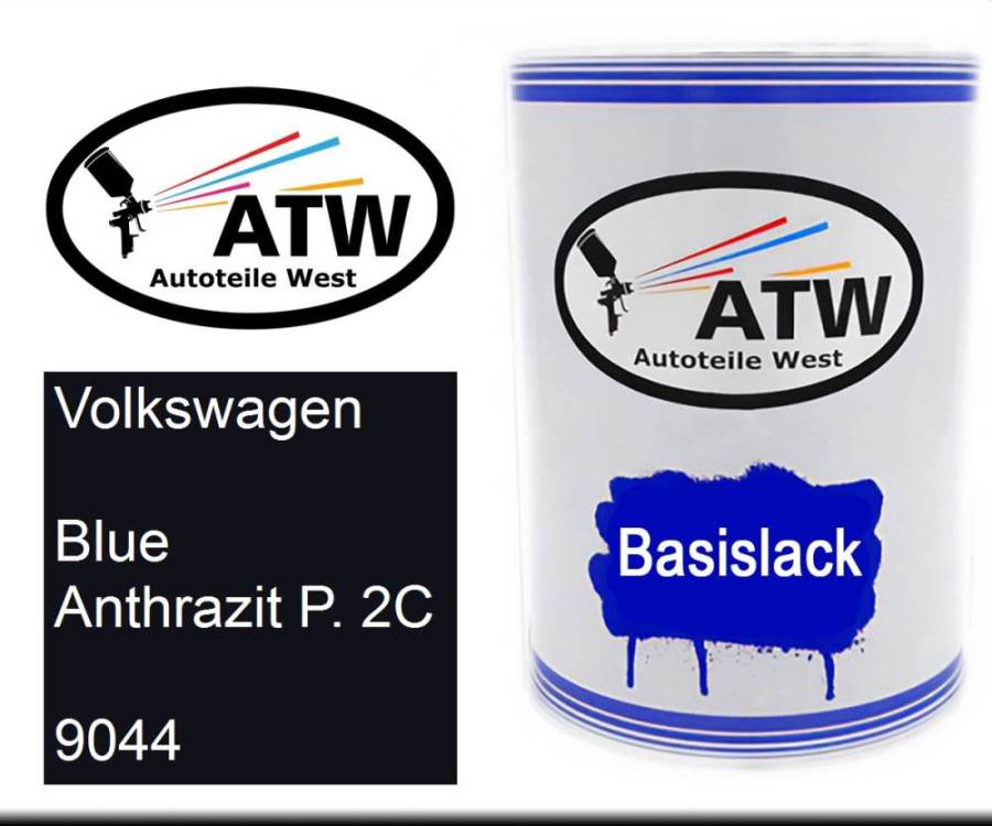 Volkswagen, Blue Anthrazit P. 2C, 9044: 500ml Lackdose, von ATW Autoteile West.